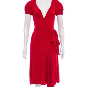 Red wrap dress